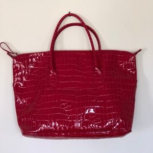 Large red handbag